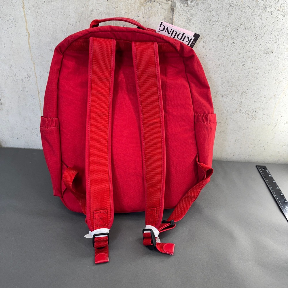 Kipling Seoul Red Nylon 27L Backpack NWT, Laptop Compartment, Monkey Keychain - Picture 6 of 10